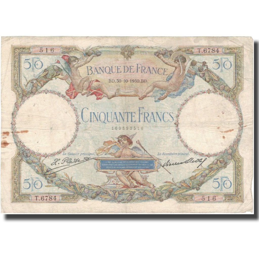 Frankrijk, 50 Francs, Luc Olivier Merson, 1930, 1930-10-30, TB, Fayette:16.1
