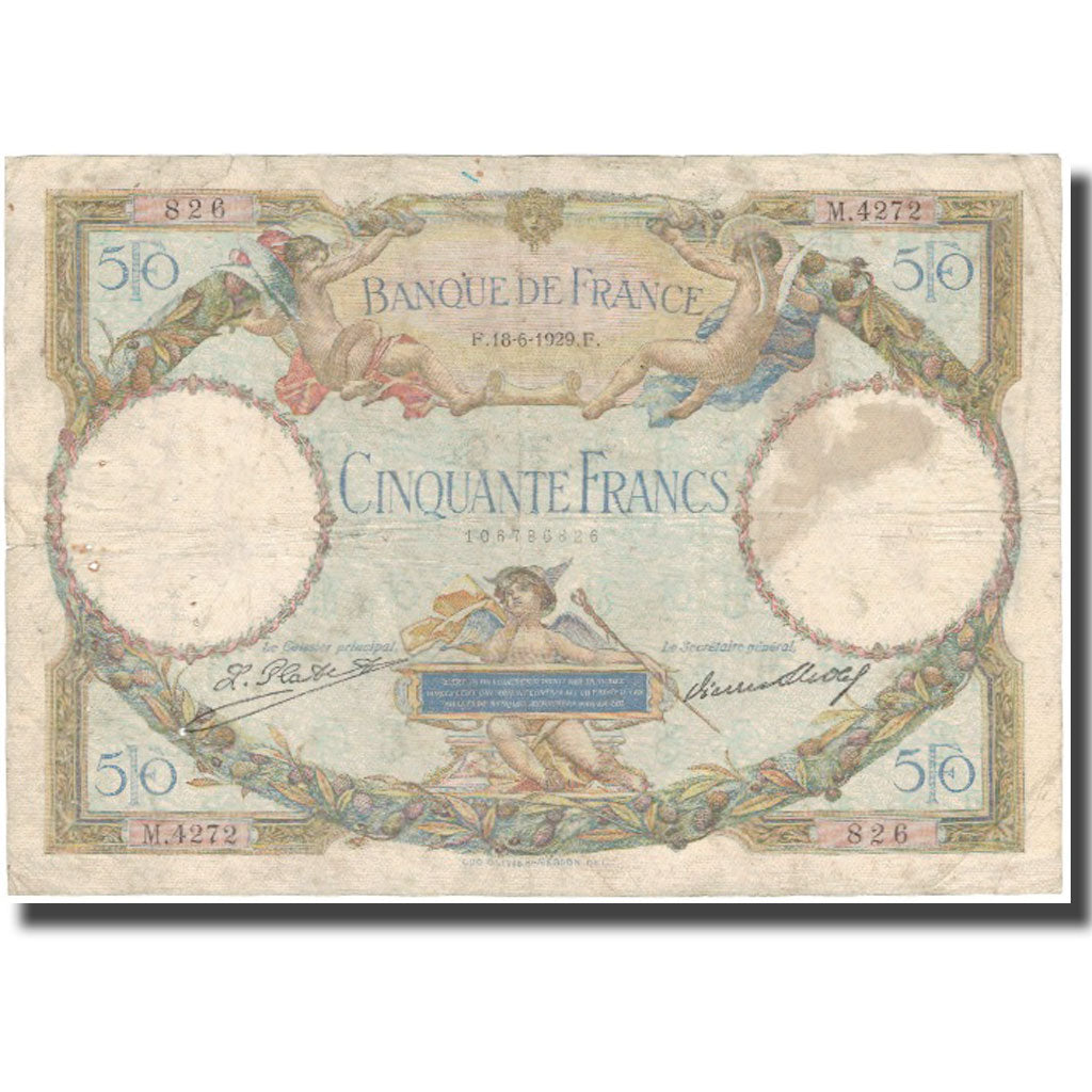 Francia, 50 Francs, Luc Olivier Merson, 1929, 1929-06-18, MB, Fayette:15.2