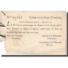 Francia, 50 Livres, 1720, 1720-09-02, BC+, KM:A23