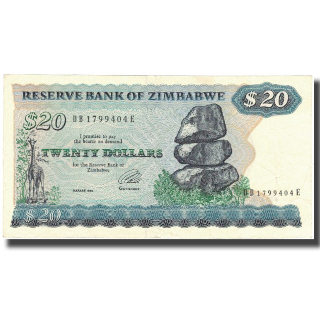 Billete, 20 Dollars, Zimbabue, KM:4d, MBC+