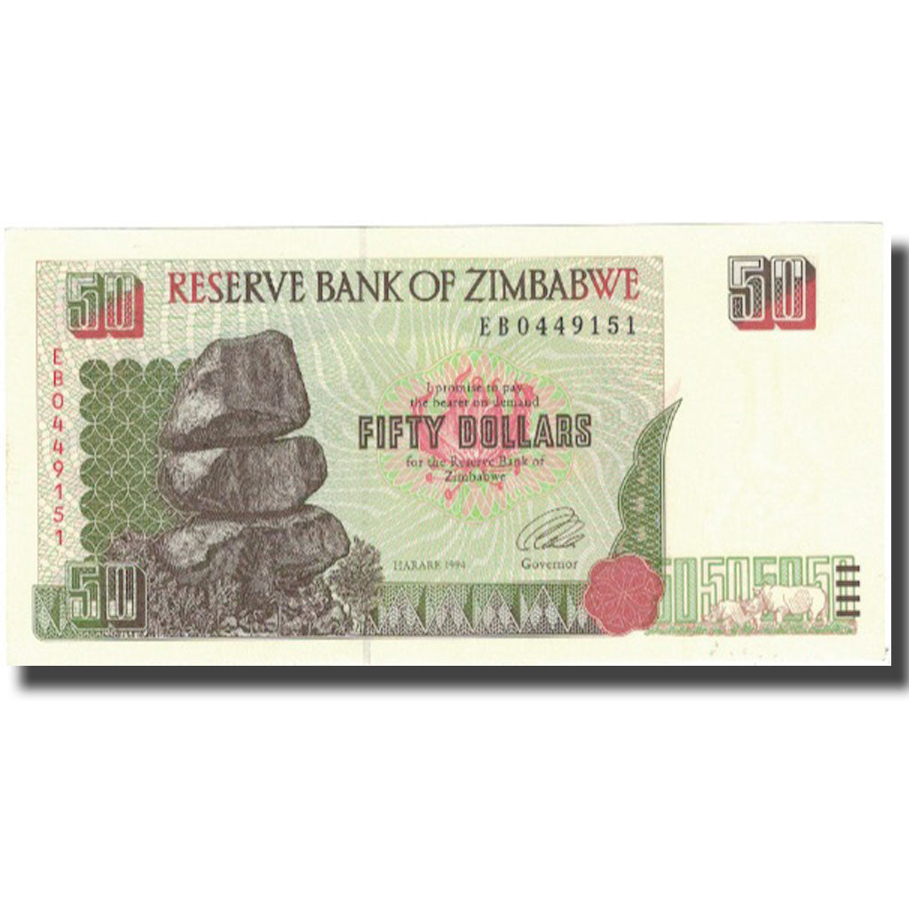 Nota, Zimbabué, 50 Dollars, 1994, 1994, KM:8a, UNC(64)