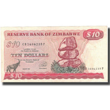 Nota, Zimbabué, 10 Dollars, KM:3d, AU(50-53)
