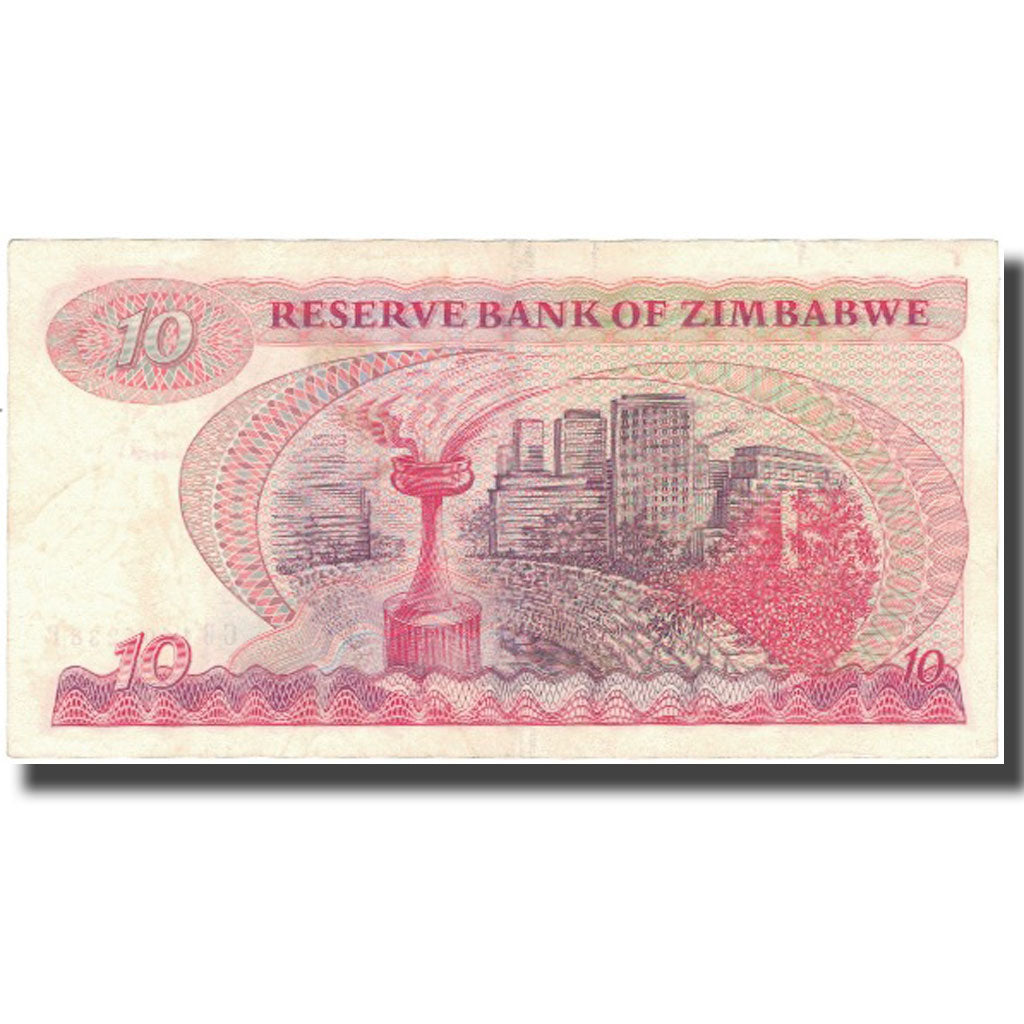 Nota, Zimbabué, 10 Dollars, KM:3d, AU(50-53)