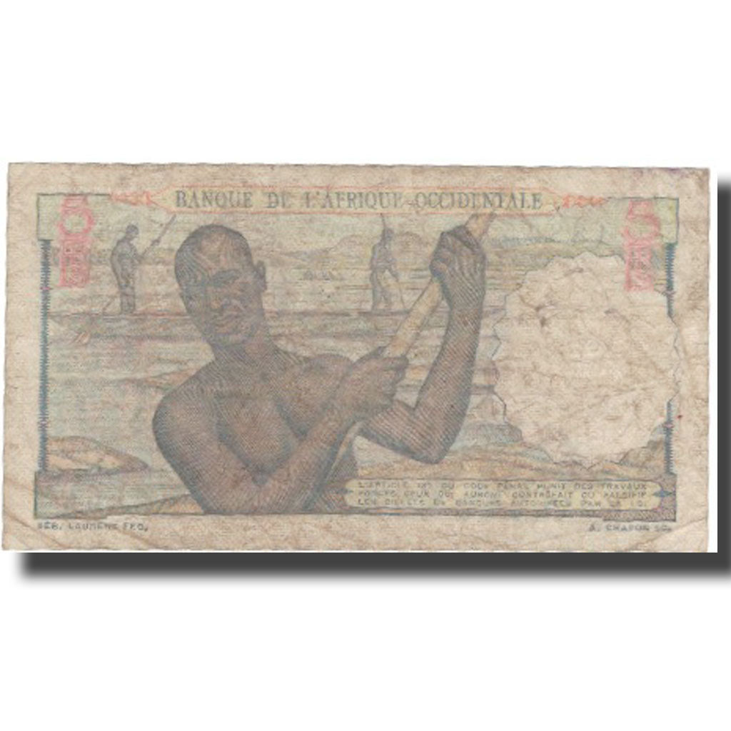Banconote, Africa occidentale francese, 5 Francs, 1948, 1948-12-27, KM:36, MB