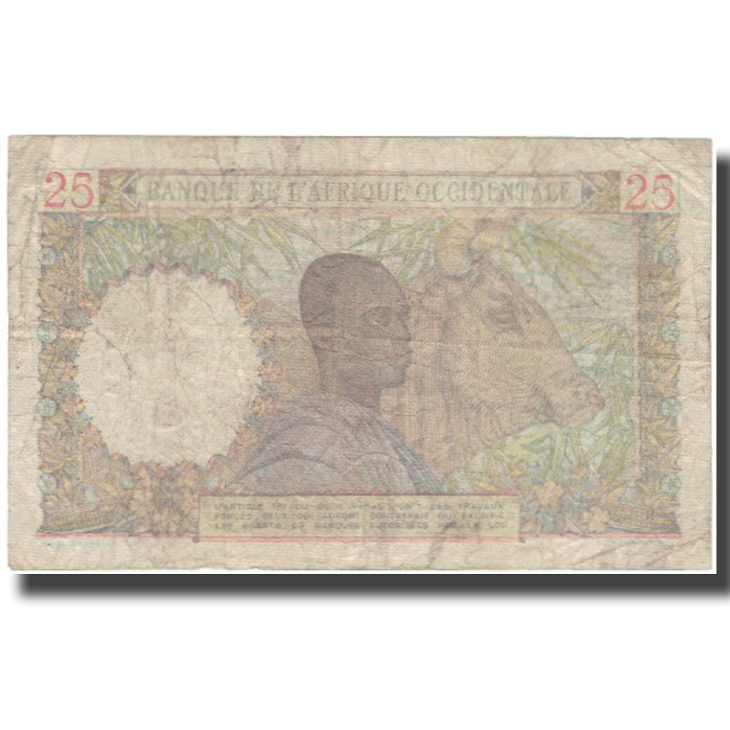 Nota, África Ocidental Francesa, 25 Francs, 1951, 1951-03-08, KM:38, VF(20-25)