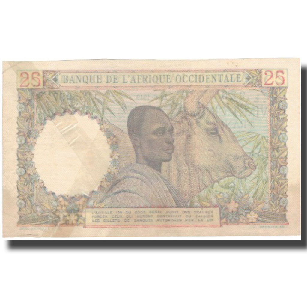 Billete, 25 Francs, 1949, África oriental francesa, 1949-06-29, KM:38, MBC+