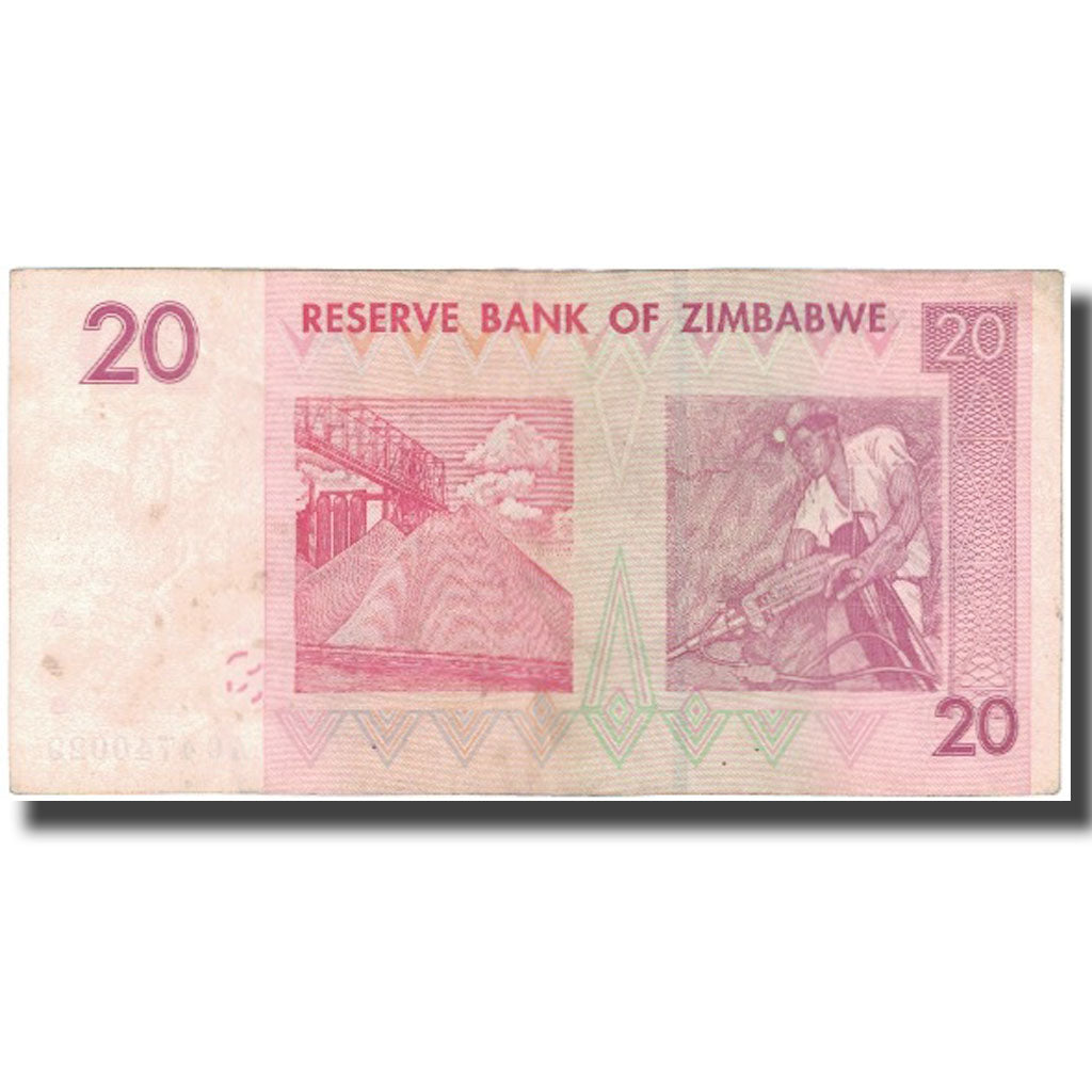 Banknote, Zimbabwe, 20 Dollars, 2008, 2008-08-01, KM:68, VF(20-25)