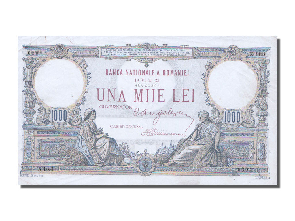 Romania, 1000 Lei, 1933, KM #34a, 1933-06-15, AU(55-58), X.1953