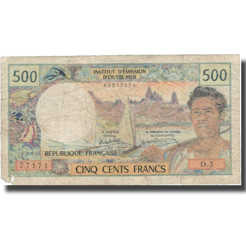 Billete, 500 Francs, Undated (1969-92), Tahití, KM:25d, BC