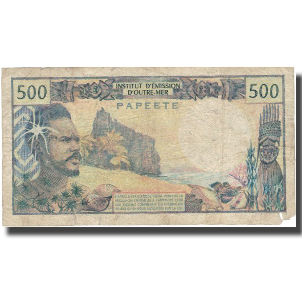 Billete, 500 Francs, Undated (1969-92), Tahití, KM:25d, BC
