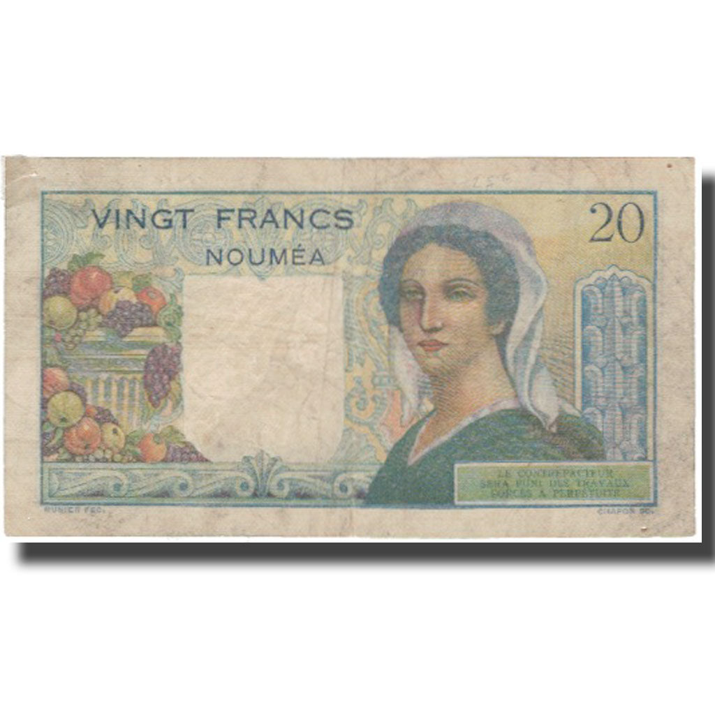 Banknote, New Caledonia, 20 Francs, 1951-1963, KM:50b, VF(30-35)