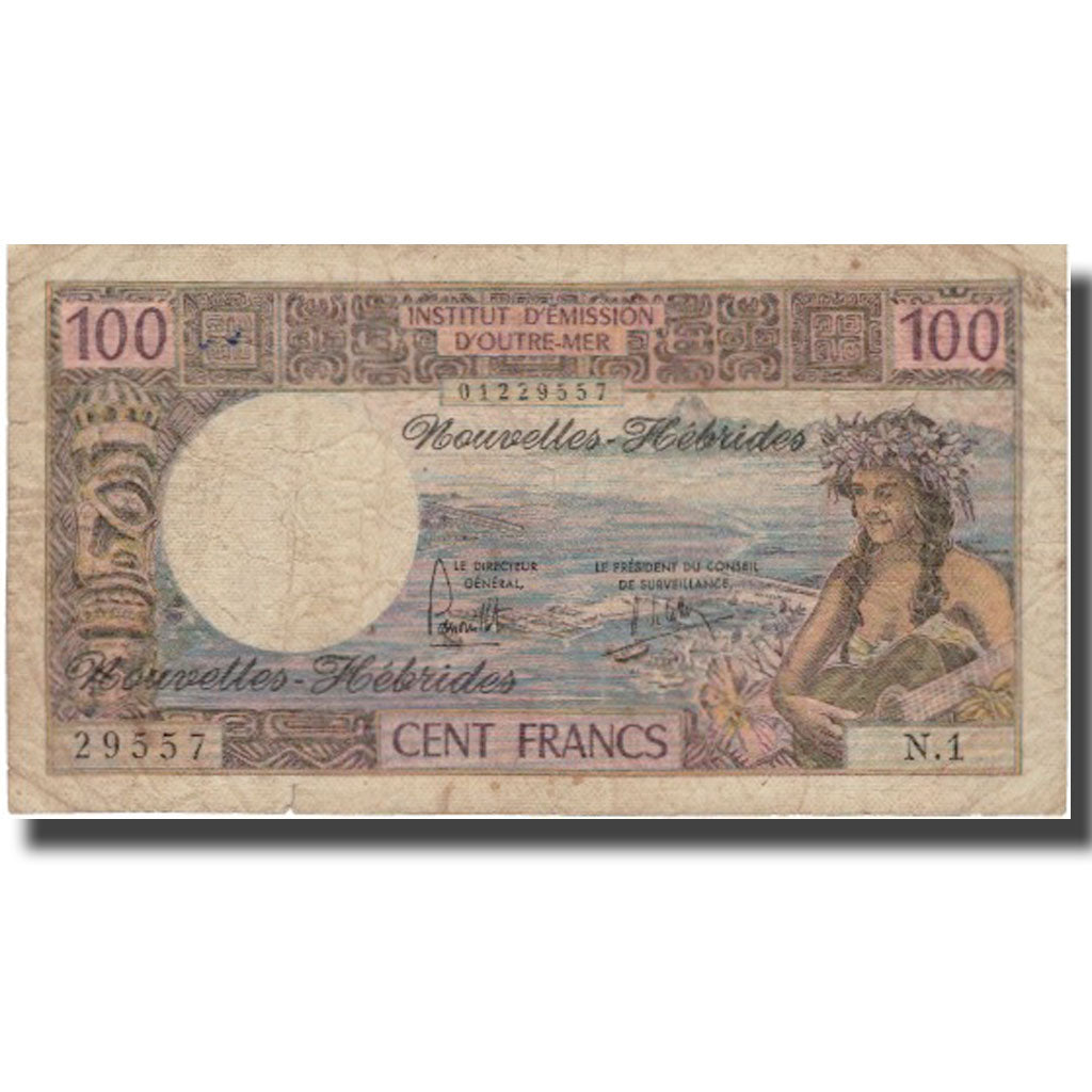 Banknote, New Hebrides, 100 Francs, Undated (1970), KM:18a, VF(20-25)