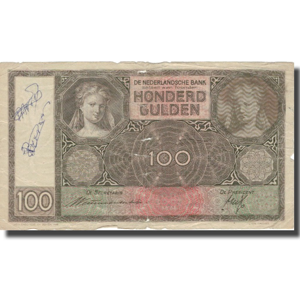Banknote, Netherlands, 100 Gulden, 1930, 1944, KM:51a, F(12-15)