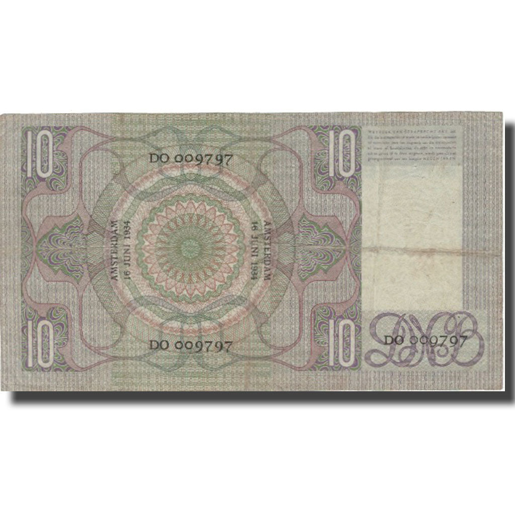 Banknote, Netherlands, 10 Gulden, 1934, 1934-06-16, KM:49, VF(30-35)