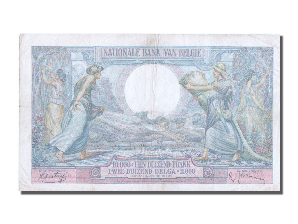 Belgium, 10,000 Francs-2000 Belgas, 1938, KM #105, 1938-03-08, AU(50-53),...