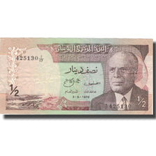 Banknote, Tunisia, 1/2 Dinar, 1972, 1972-08-03, KM:66a, AU(50-53)
