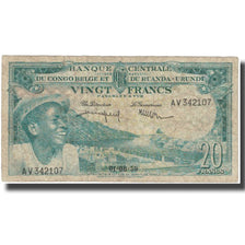 Banknote, Belgian Congo, 20 Francs, 1959, 1959-08-01, KM:31, VF(20-25)