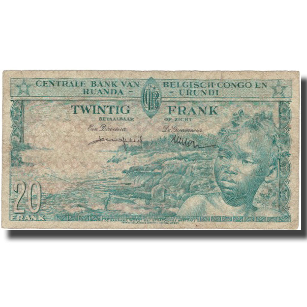 Banknote, Belgian Congo, 20 Francs, 1959, 1959-08-01, KM:31, VF(20-25)