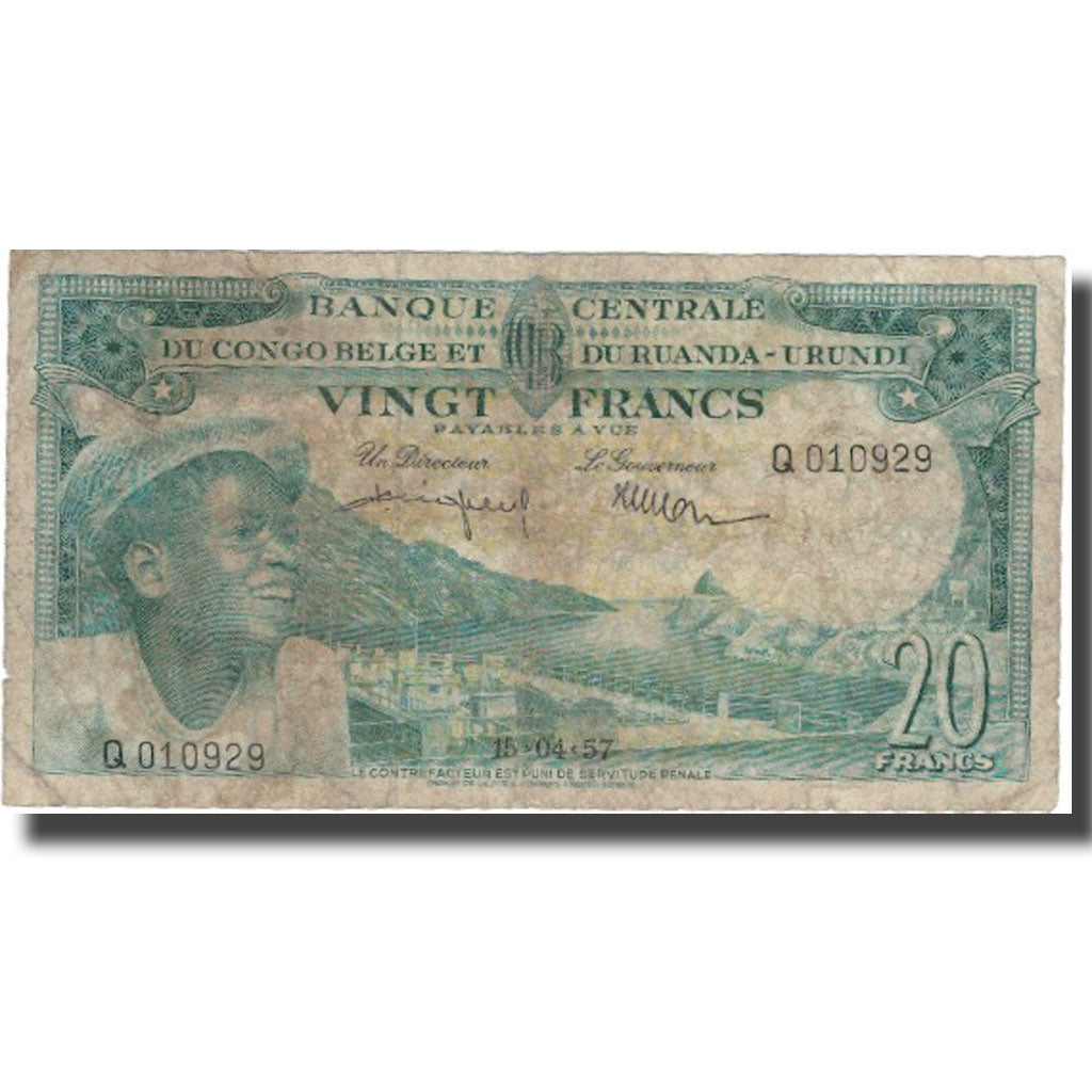 Banknote, Belgian Congo, 20 Francs, 1959, 1959-08-01, KM:31, VF(20-25)