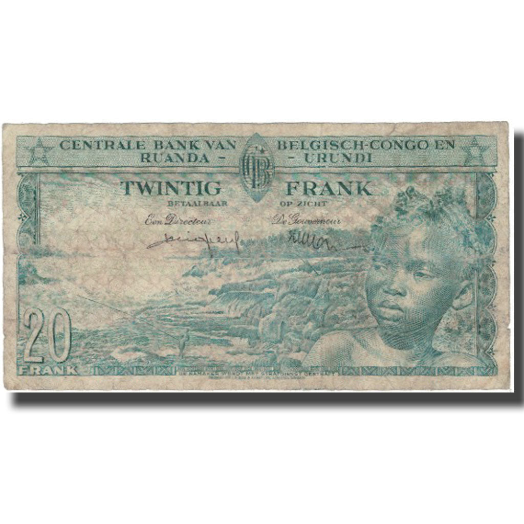 Banknote, Belgian Congo, 20 Francs, 1959, 1959-08-01, KM:31, VF(20-25)