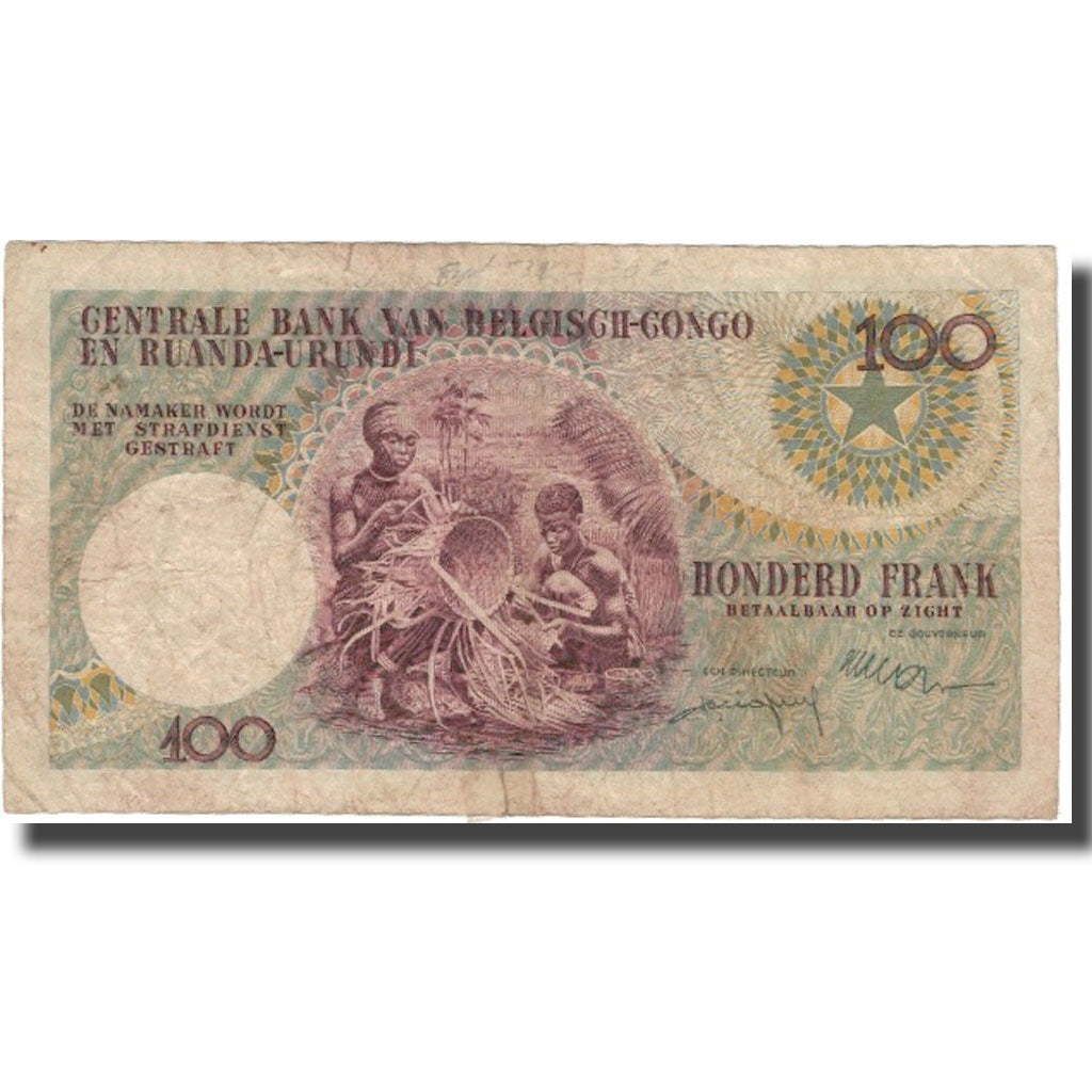 Banknote, Belgian Congo, 100 Francs, 1960, 1960-09-01, KM:33b, VF(30-35)