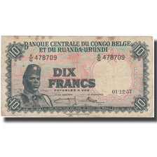 Banconote, Congo belga, 10 Francs, 1957, 1957-12-01, KM:30b, MB+