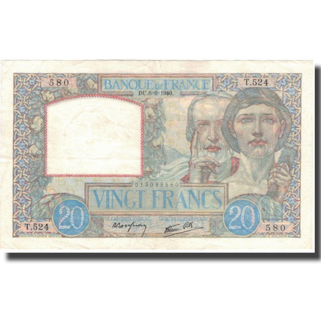 Frankreich, 20 Francs, Science et Travail, 1940, 1940-06-06, SS+, Fayette:12.3