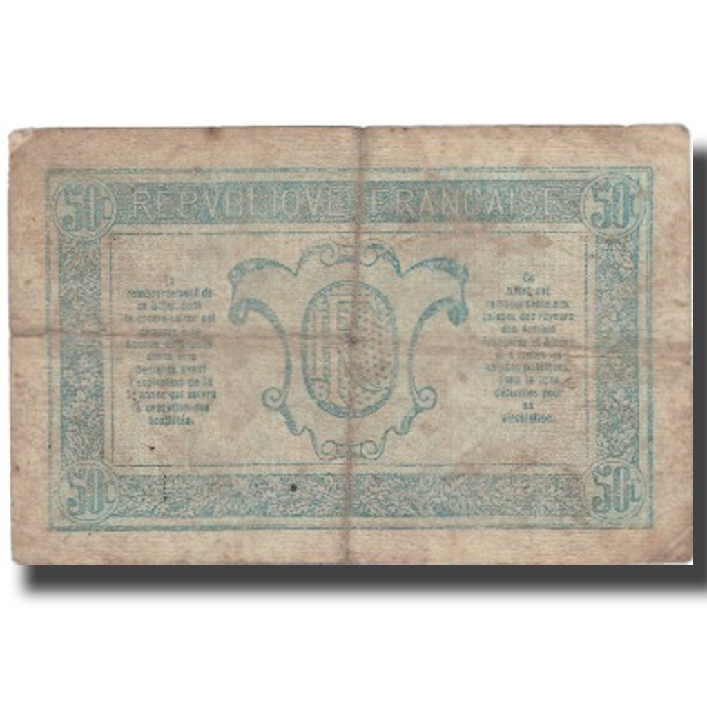 France, 50 Centimes, 1917-1919 Army Treasury, Undated (1917), TB, Fayette:VF