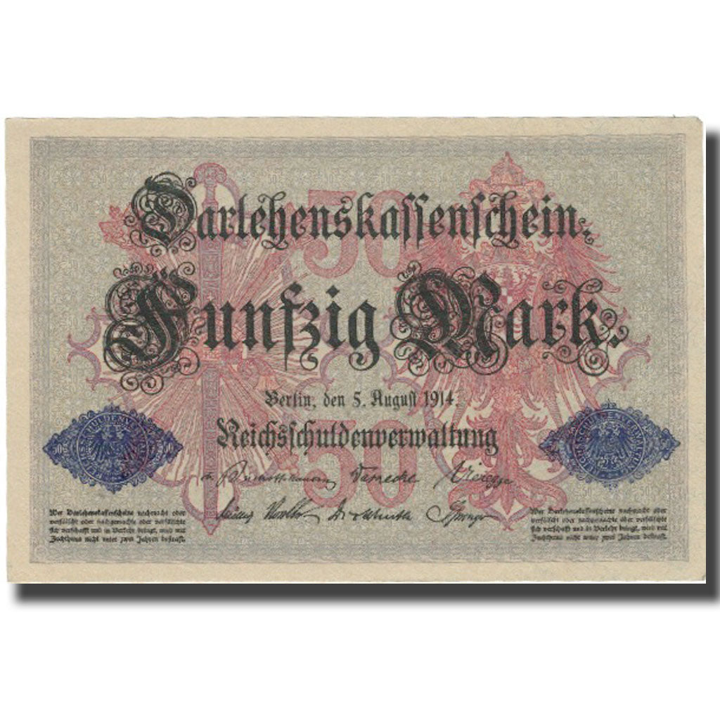 Billete, 50 Mark, 1914, Alemania, 1914-08-05, KM:49b, SC+