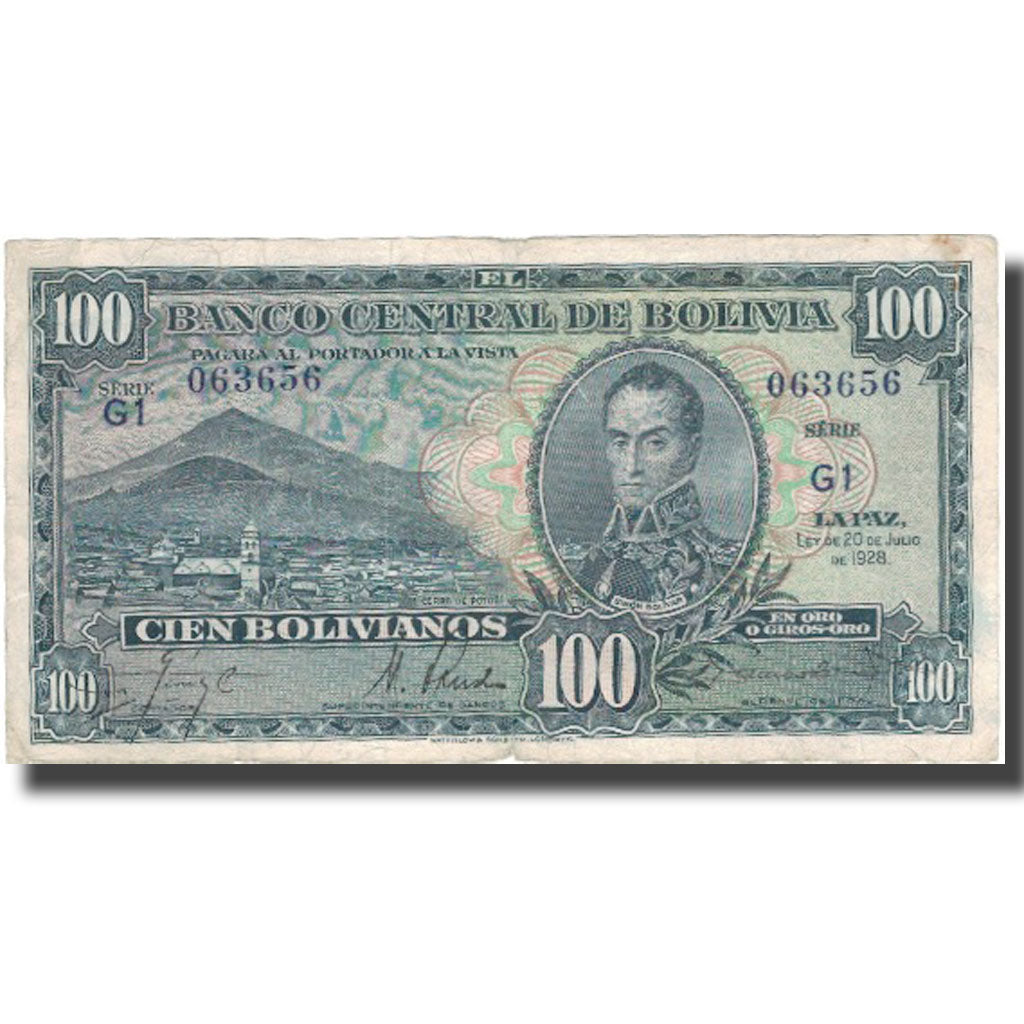 Billete, 100 Bolivianos, 1928, Bolivia, 1928-07-20, KM:133, BC+