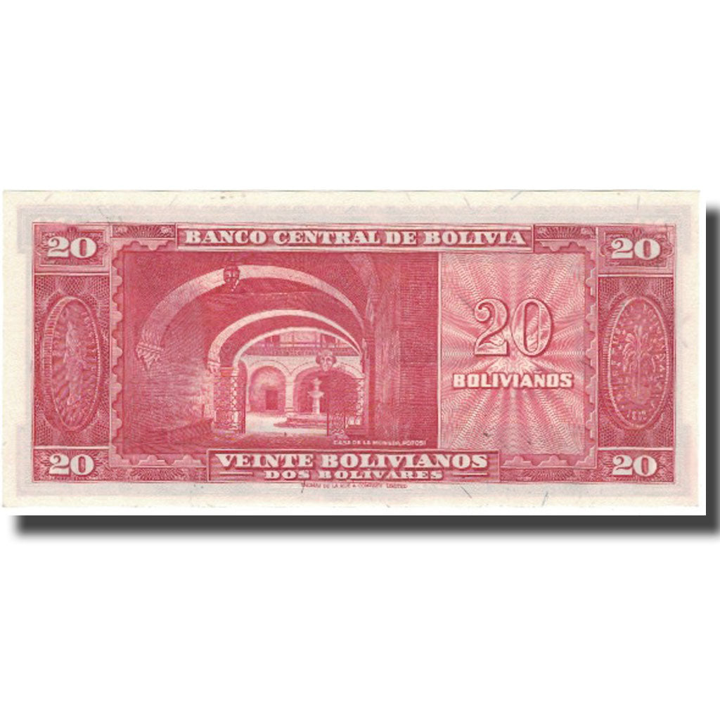 Billet, Bolivie, 20 Bolivianos, 1945, 1945-12-20, KM:140a, SPL+