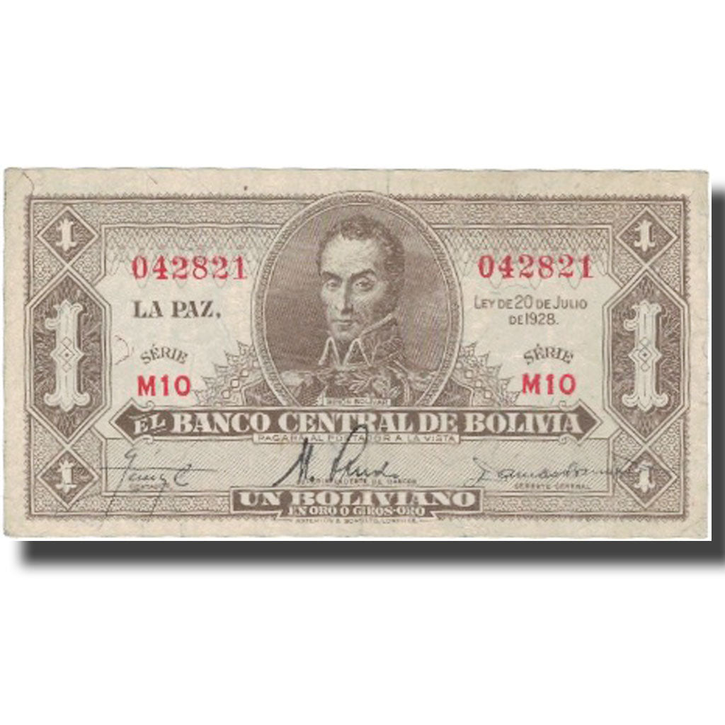 Billet, Bolivie, 1 Boliviano, 1928, 1928-07-20, KM:128c, TTB