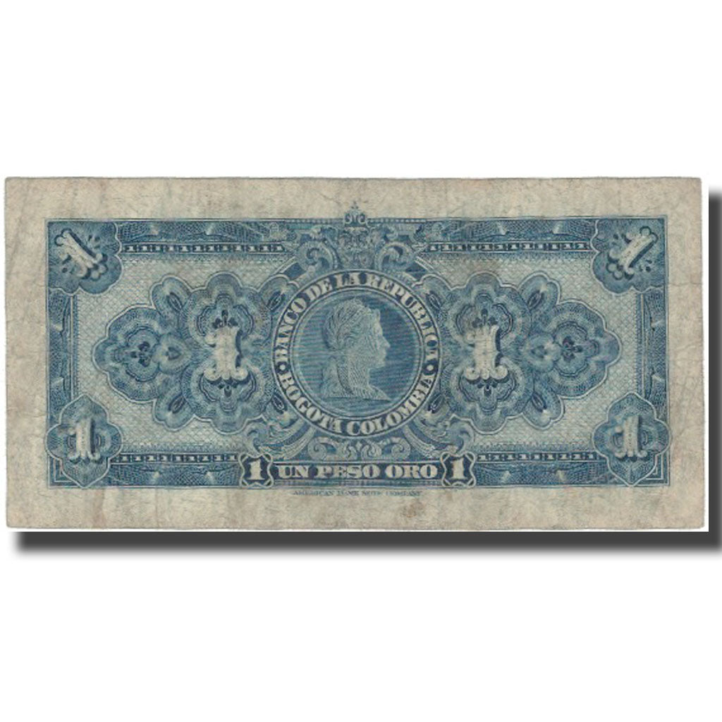 Billete, 1 Peso Oro, 1947, Colombia, 1947-08-07, KM:380e, BC