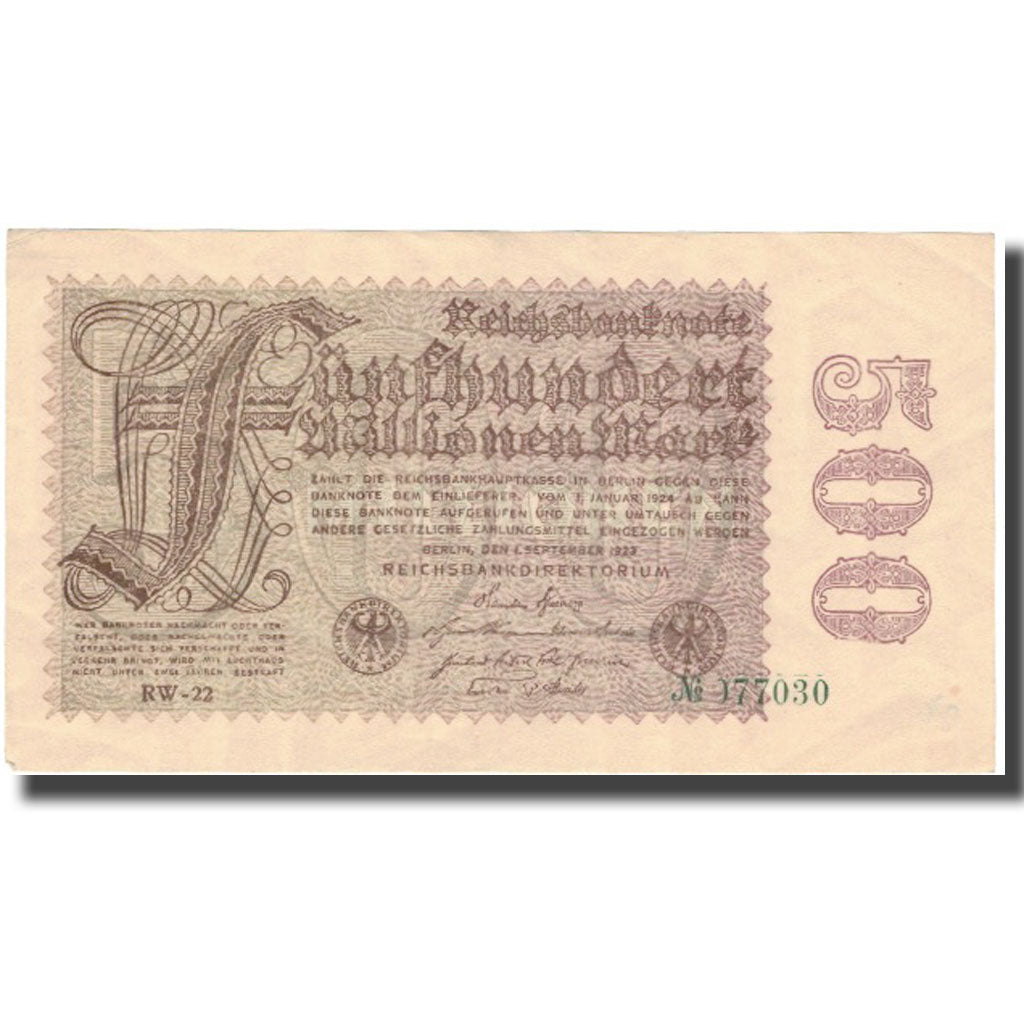 Billete, 500 Millionen Mark, 1923, Alemania, 1923-09-01, KM:110d, EBC+