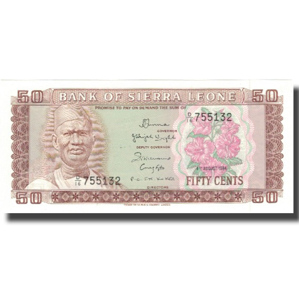 Banknote, Sierra Leone, 50 Cents, 1984, 1984-08-04, KM:4e, UNC(63)