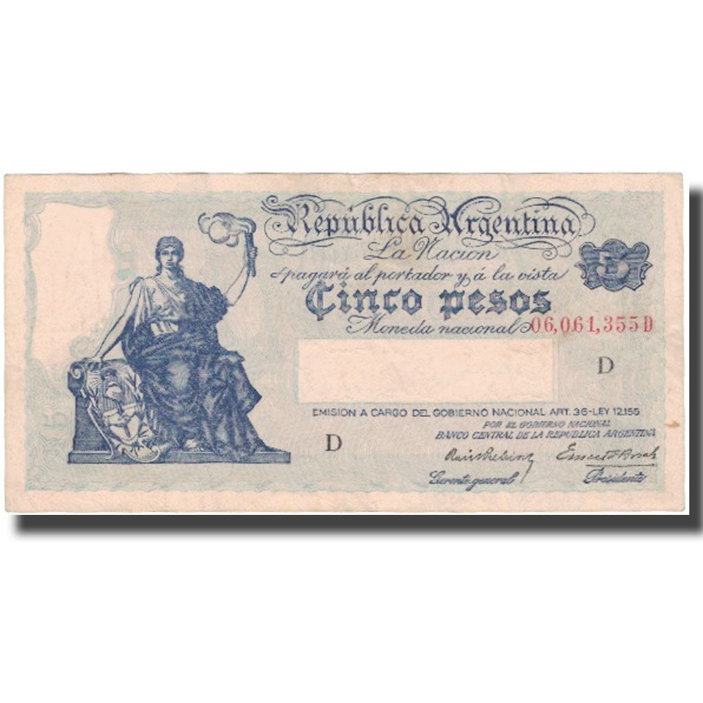 Banknote, Argentina, 5 Pesos, UNDATED (1935), KM:252b, VF(30-35)