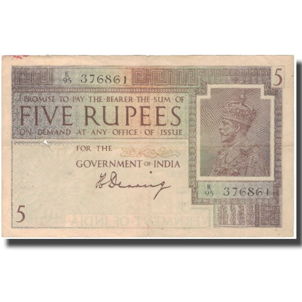 Geldschein, India, 5 Rupees, KM:4c, S