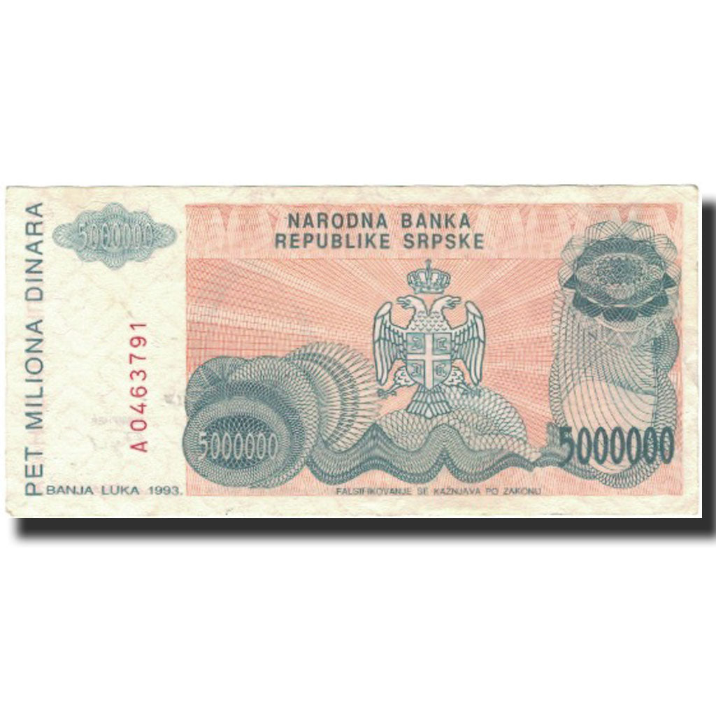 Billet, Bosnia - Herzegovina, 5,000,000 Dinara, 1993, 1993, KM:153a, TTB