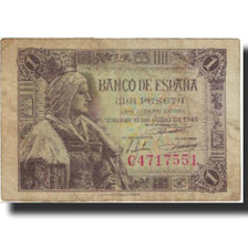 Geldschein, Spanien, 1 Peseta, 1945, 1945-01-15, KM:128a, S