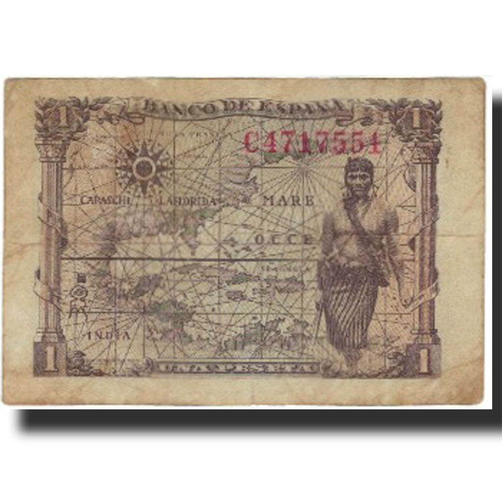 Geldschein, Spanien, 1 Peseta, 1945, 1945-01-15, KM:128a, S