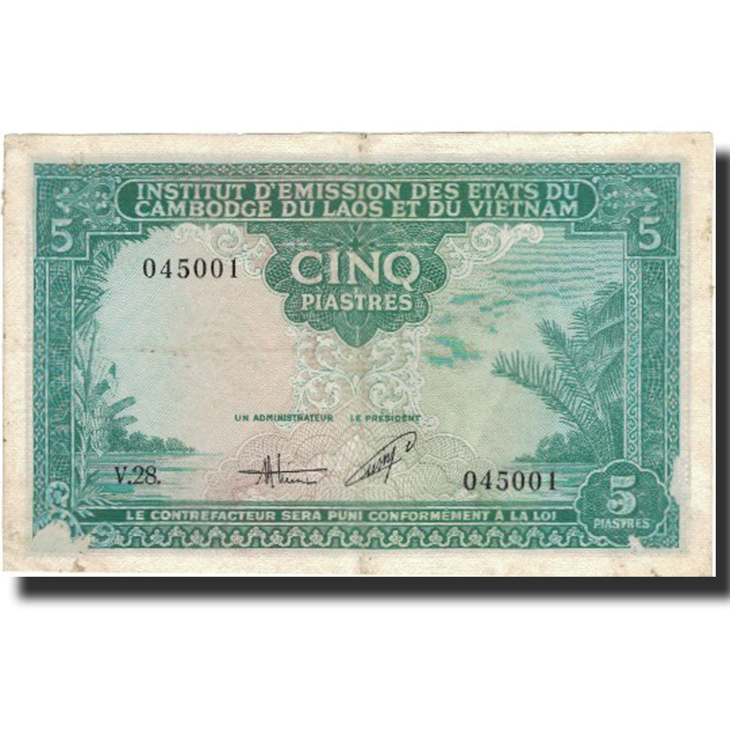 Geldschein, FRENCH INDO-CHINA, 5 Piastres = 5 Dong, Undated (1953), KM:106, SS+