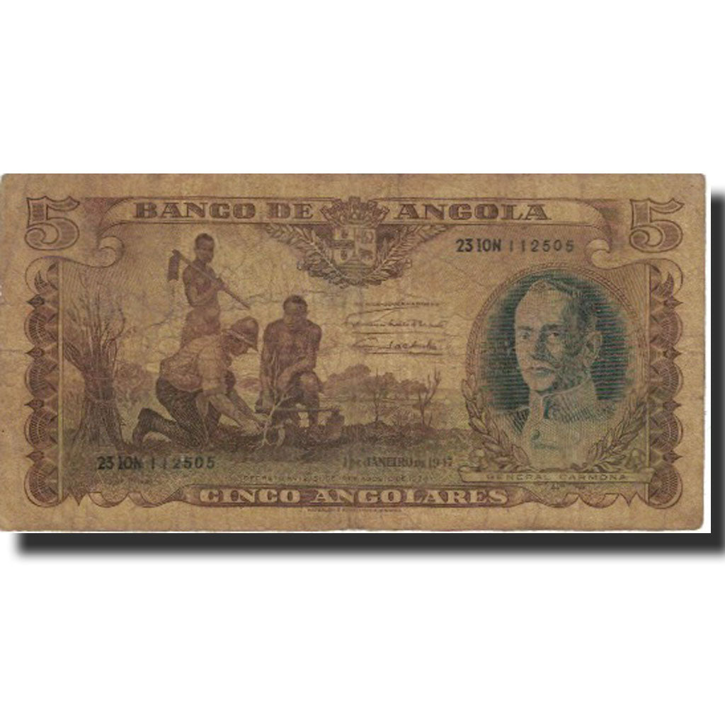 Banknote, Angola, 5 Angolares, 1947, 1947-01-01, KM:77a, F(12-15)
