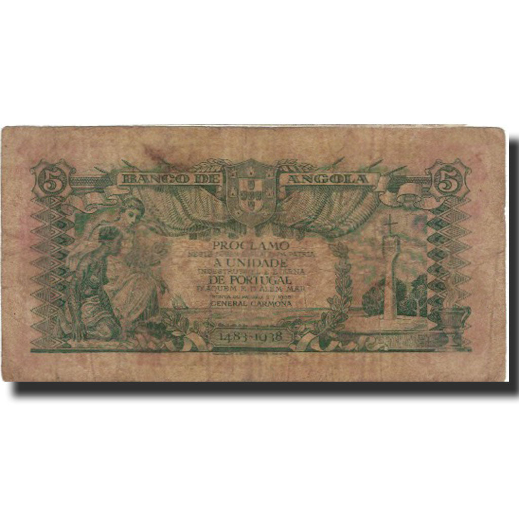 Banknote, Angola, 5 Angolares, 1947, 1947-01-01, KM:77a, F(12-15)