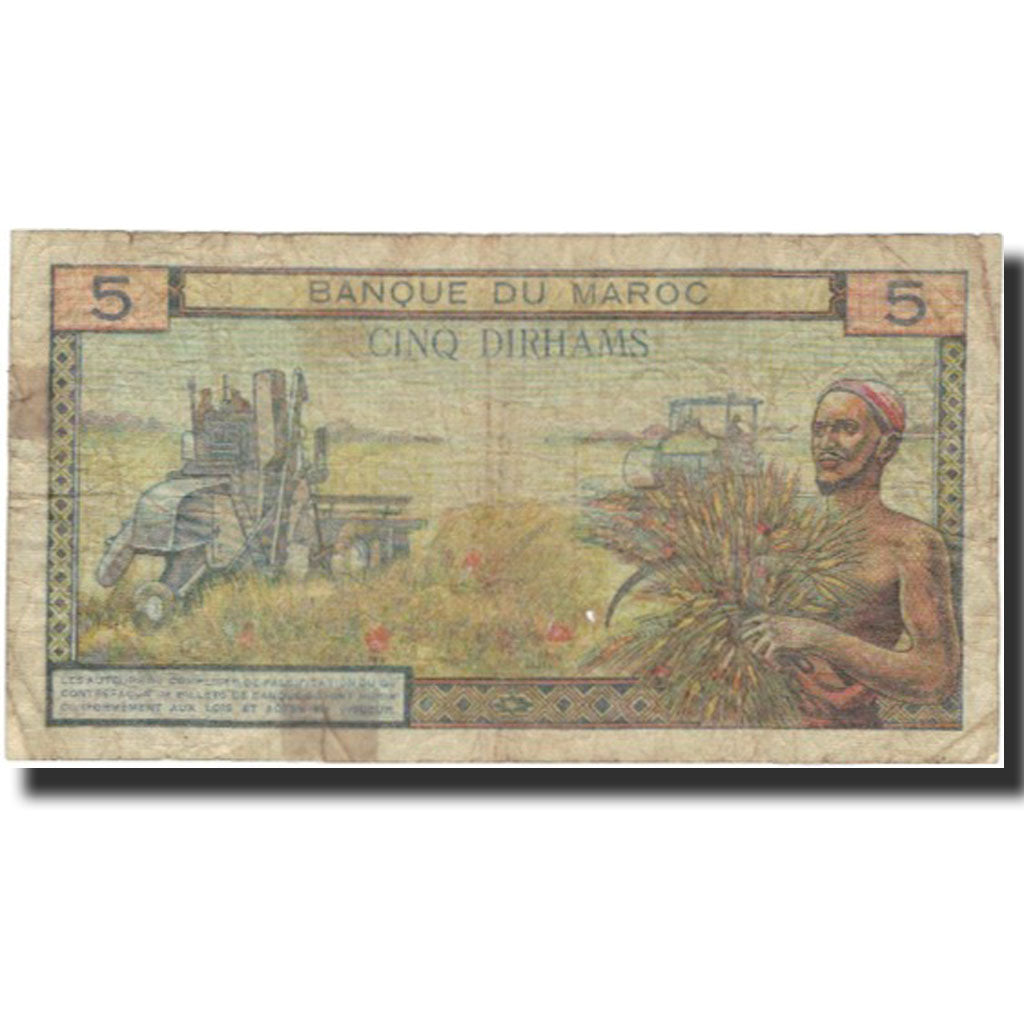 Geldschein, Marokko, 5 Dirhams, Undated (1963), KM:53b, S