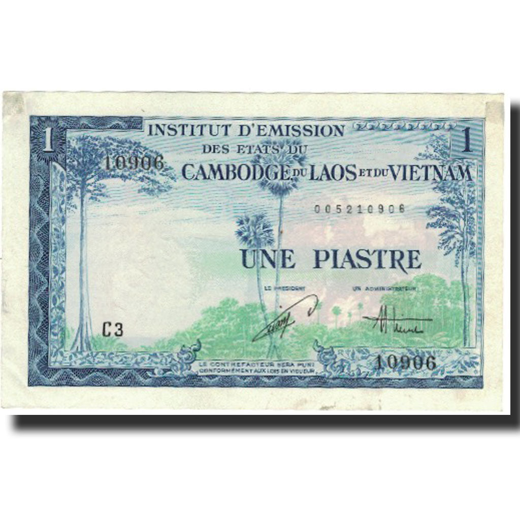 Billet, FRENCH INDO-CHINA, 1 Piastre = 1 Riel, Undated (1954), KM:94, TTB+