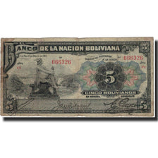 Banknote, Bolivia, 5 Bolivianos, 1911, 1911-05-11, KM:105b, VF(20-25)