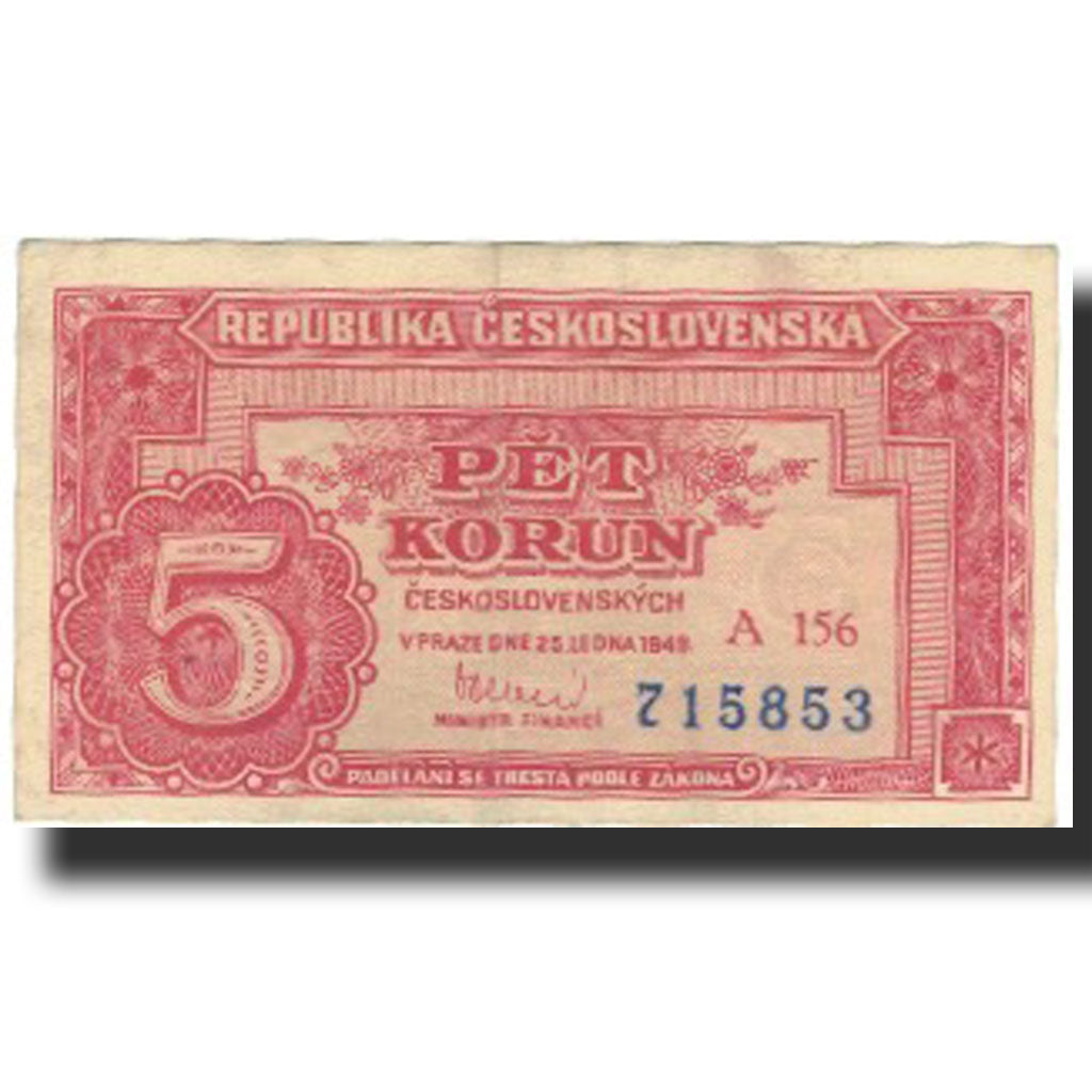 Banknote, Czechoslovakia, 5 Korun, 1949, 1949-01-25, KM:59a, EF(40-45)