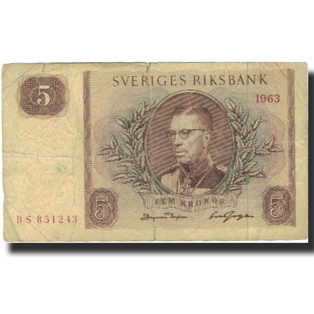 Banknote, Sweden, 5 Kronor, 1963, 1963, KM:50b, VG(8-10)
