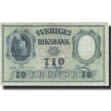 Nota, Suécia, 10 Kronor, 1959, 1959, KM:43g, VF(20-25)