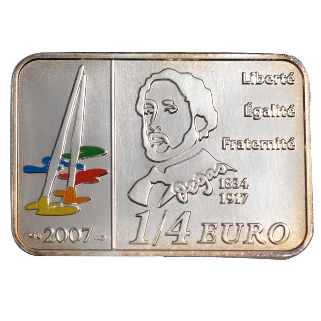 France, 1/4 Euro, 2007, MS(65-70), Silver, 15.00